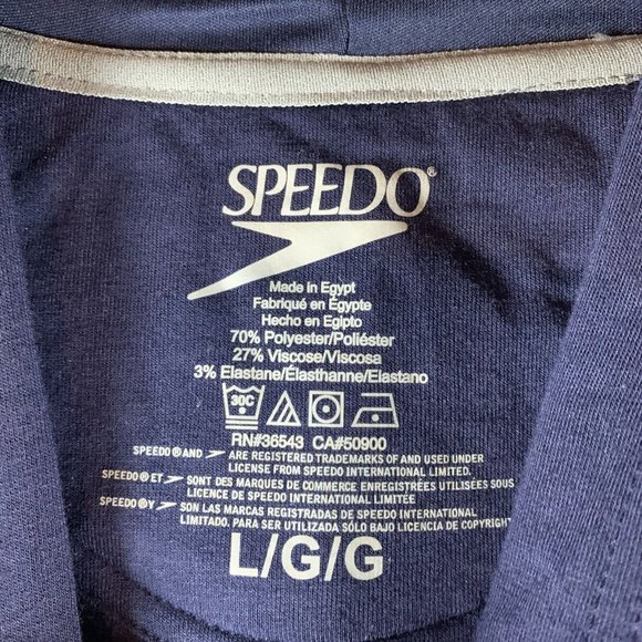 Speedo Crop Hoodie Women's Large Navy‎ Blue Polyester Stretch Long Sleeve 6788 - Picture 3 of 7